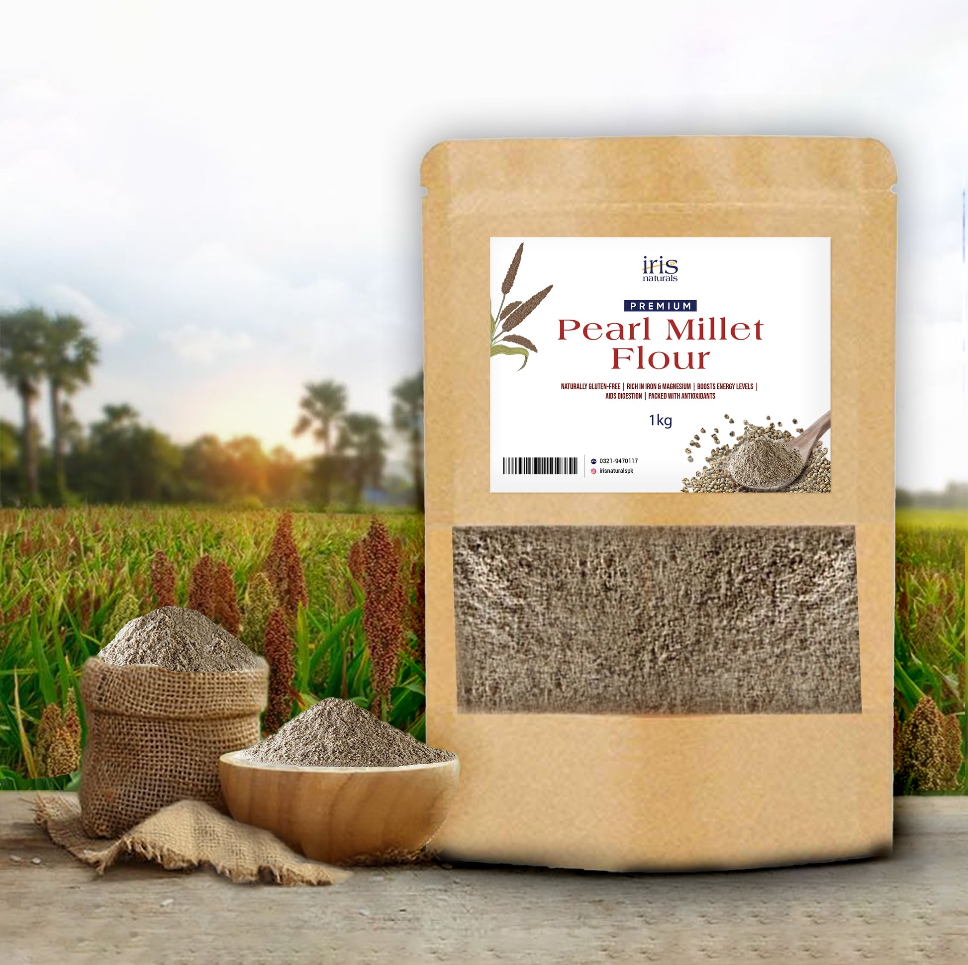 iris naturals Pearl Millet (Bajra ) Flour - 1Kg